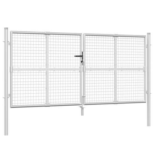 Mrežasta vrtna vrata srebrna 300 x 175 cm pocinčani čelik - Srebrno Cijena