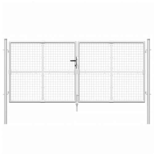Mrežasta vrtna vrata srebrna 300 x 175 cm pocinčani čelik - Srebrno Cijena