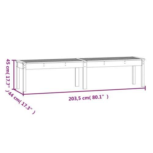 Vrtna klupa s 2 sjedala crna 203,5x44x45 cm masivna borovina Cijena