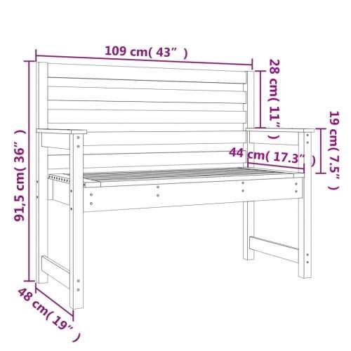Vrtna klupa siva 109x48x91,5 cm od masivne borovine - Siva boja bora 109 x 48 x 91.5 cm 1 Cijena