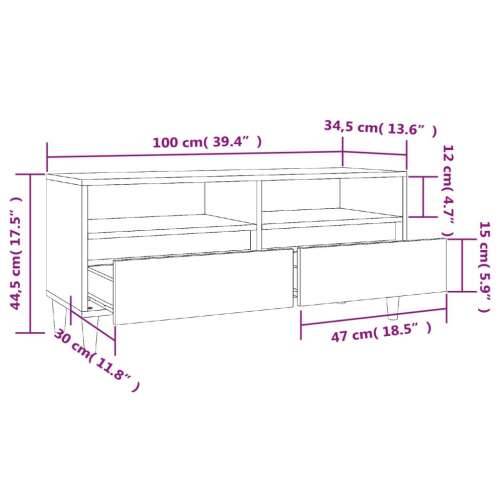 TV ormarić crni 100 x 34,5 x 44,5 cm od konstruiranog drva - Crna 1 100 cm 34.5 cm Cijena