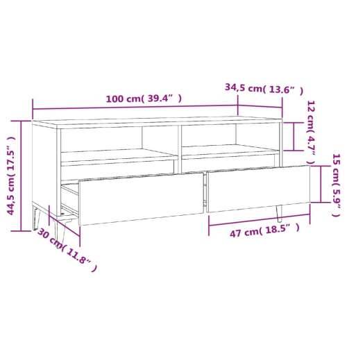 TV ormarić boja betona 100x34,5x44,5 cm od konstruiranog drva Cijena