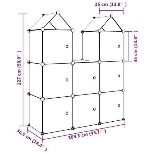 Dječji kockasti ormarić za pohranu s 8 kocki plavi od PP-a - Plava 109.5 x 36.5 x 127 cm 1 Cijena