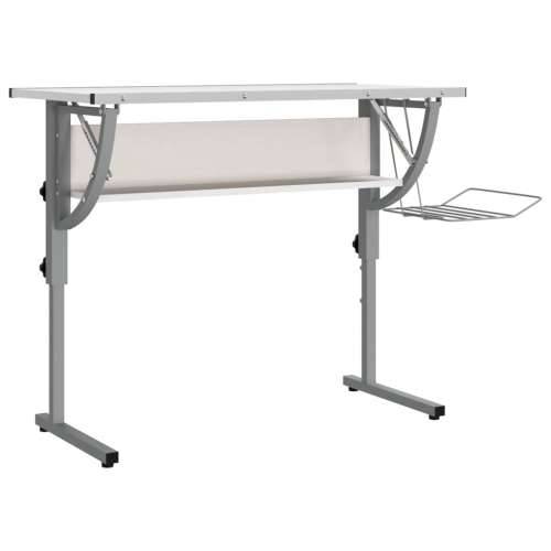 Radni stol bijelo-sivi 110x53x(58-87) konstruirano drvo i čelik Cijena