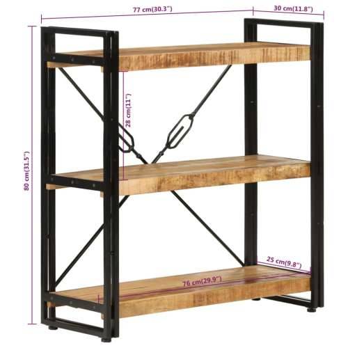 Regal za knjige s 3 razine 77x30x80 cm od drva manga i željeza - Smeđa 1 80 cm 77 cm Cijena