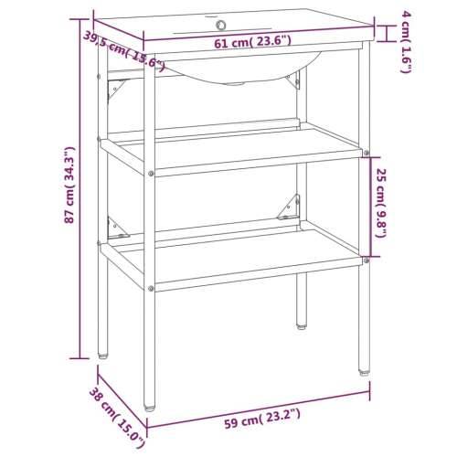 Okvir s ugrađenim Lavabo - Umivaonikom crni željezni - Crna 59 x 38 x 83 cm 1 Cijena