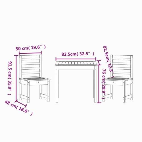 3-dijelni vrtni bistro set od masivnog drva duglazije - Prirodni douglas 3 Cijena