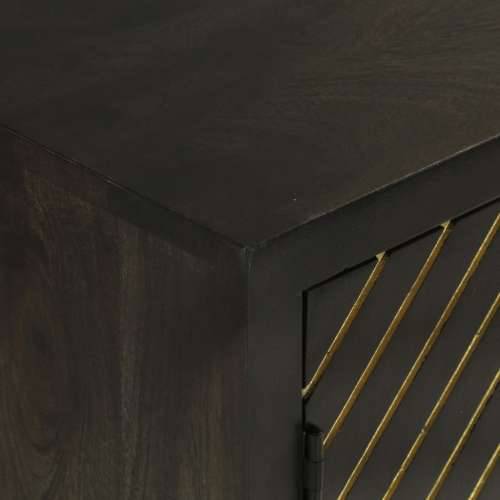 Komoda s 2 vrata crno-zlatna 55 x 30 x 75 cm masivno drvo manga Cijena