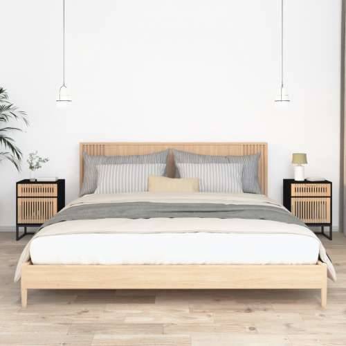 Noćni ormarići 2 kom crni 40 x 30 x 55,5 cm od drva i željeza - Crna 2 Cijena