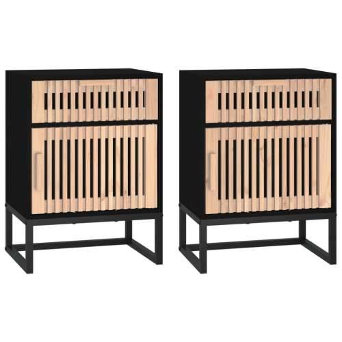 Noćni ormarići 2 kom crni 40 x 30 x 55,5 cm od drva i željeza - Crna 2 Cijena