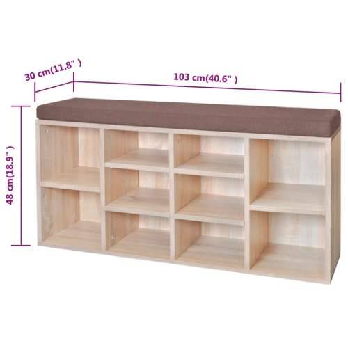 242555 Shoe Storage Bench 10 Compartments Oak Colour Cijena
