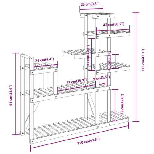 Stalak za cvijeće 110 x 25 x 111 cm od masivne jelovine - Svjetlosmeđa 110 x 25 x 111 cm 1 Cijena