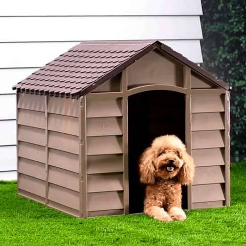 Kućica za pse smeđa 86 x 84 x 82 cm od polipropilena Cijena