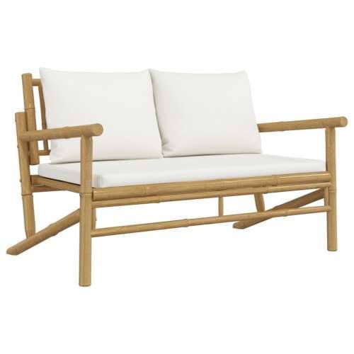 5-dijelna vrtna garnitura od bambusa s krem bijelim jastucima - Krem bijela 2x chair + 2x bench + table 1 Cijena