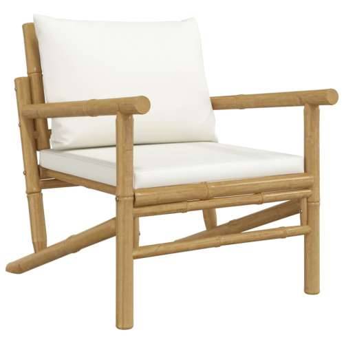 5-dijelna vrtna garnitura od bambusa s krem bijelim jastucima - Krem bijela 2x chair + 2x bench + table 1 Cijena