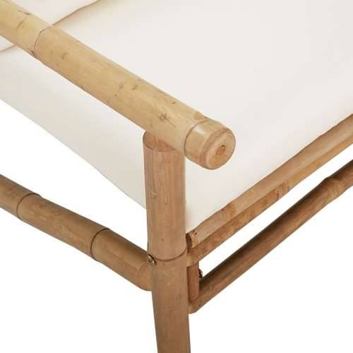 5-dijelna vrtna garnitura od bambusa s krem bijelim jastucima - Krem bijela 2x chair + 2x bench + table 1 Cijena