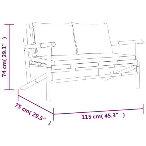 5-dijelna vrtna garnitura od bambusa s krem bijelim jastucima - Krem bijela 2x chair + 2x bench + table 1 Cijena