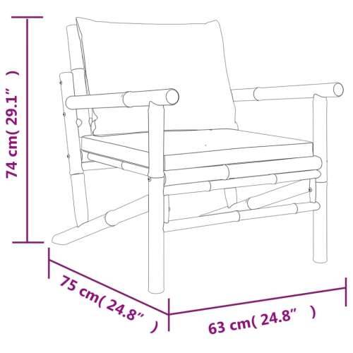 5-dijelna vrtna garnitura od bambusa s krem bijelim jastucima - Krem bijela 2x chair + 2x bench + table 1 Cijena