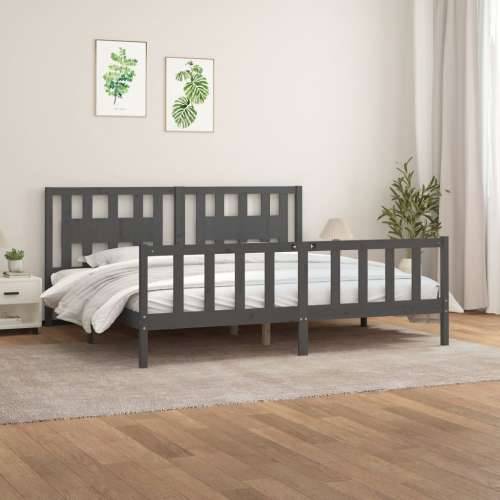 Okvir za krevet s uzglavljem sivi masivna borovina 200 x 200 cm - Siva 200 x 200 cm Cijena