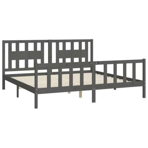 Okvir za krevet s uzglavljem sivi masivna borovina 200 x 200 cm - Siva 200 x 200 cm Cijena