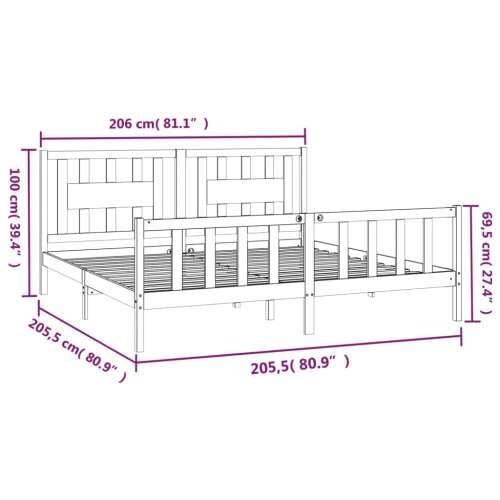 Okvir za krevet s uzglavljem sivi masivna borovina 200 x 200 cm - Siva 200 x 200 cm Cijena