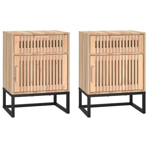Noćni ormarići 2 kom 40 x 30 x 55,5 cm od drva i željeza - Smeđa 2 Cijena