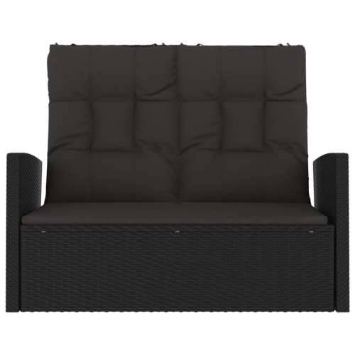 Nagibna vrtna klupa s jastucima crna 118 cm od poliratana - Crna 1 Cijena