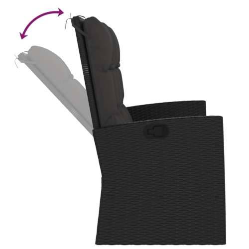 Nagibna vrtna klupa s jastucima crna 118 cm od poliratana - Crna 1 Cijena