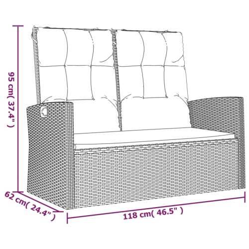 Nagibna vrtna klupa s jastucima crna 118 cm od poliratana - Crna 1 Cijena