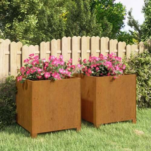 Sadilice s nogama 2 kom boja hrđe 42x40x43 cm od čelika COR-TEN - 42 x 40 x 43 cm 2 Cijena