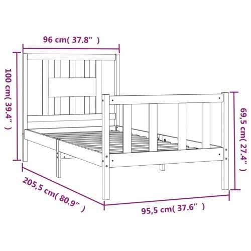 Okvir kreveta s uzglavljem bijeli 90x200 cm od masivne borovine - Bijela 90 x 200 cm Cijena