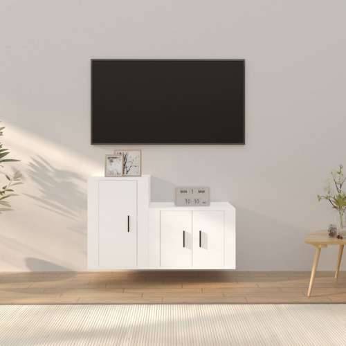 2-dijelni set TV ormarića bijeli od konstruiranog drva Cijena