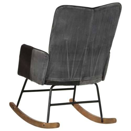 Stolica za ljuljanje od prave kože i platna crna Cijena