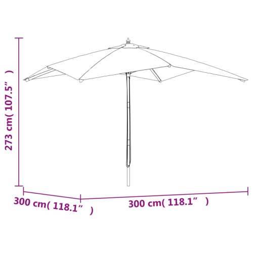 Vrtni suncobran s drvenim stupom boja pijeska 300x300x273 cm - Pijesak 1 Cijena
