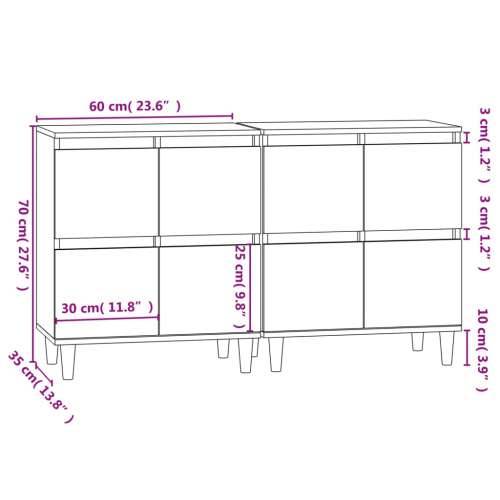 Komode 2 kom bijele 60 x 35 x 70 cm od konstruiranog drva - Bijela 2 Cijena