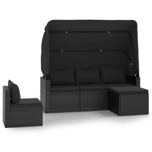 Vrtna garnitura - 4-dijelni set vrtnih sofa od poliratana s jastucima crni - Crna 4 Cijena