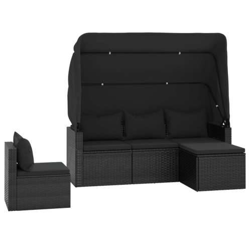 Vrtna garnitura - 4-dijelni set vrtnih sofa od poliratana s jastucima crni - Crna 4 Cijena