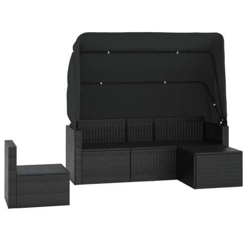 Vrtna garnitura - 4-dijelni set vrtnih sofa od poliratana s jastucima crni - Crna 4 Cijena