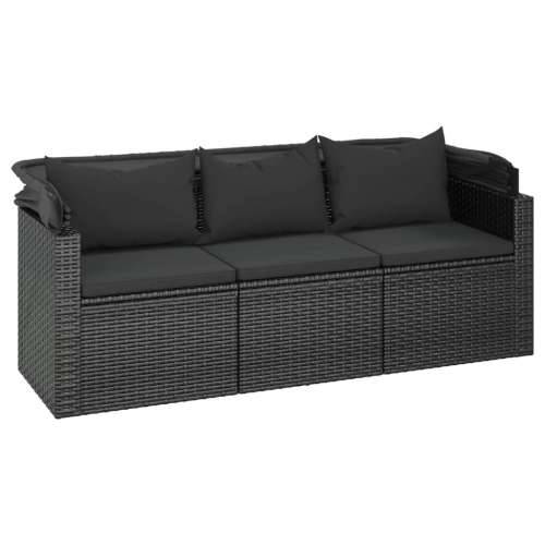 Vrtna garnitura - 4-dijelni set vrtnih sofa od poliratana s jastucima crni - Crna 4 Cijena
