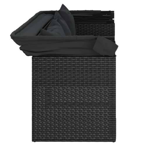Vrtna garnitura - 4-dijelni set vrtnih sofa od poliratana s jastucima crni - Crna 4 Cijena