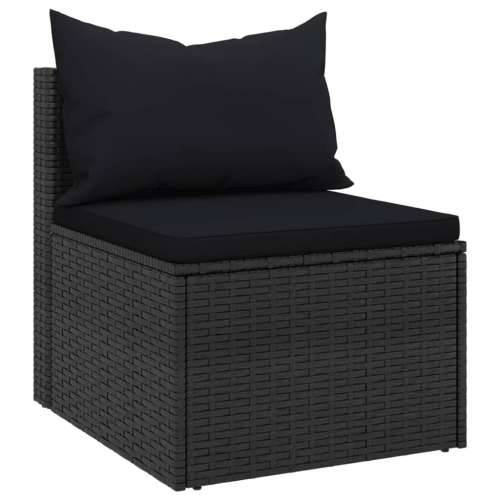 Vrtna garnitura - 4-dijelni set vrtnih sofa od poliratana s jastucima crni - Crna 4 Cijena