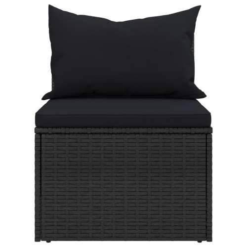 Vrtna garnitura - 4-dijelni set vrtnih sofa od poliratana s jastucima crni - Crna 4 Cijena