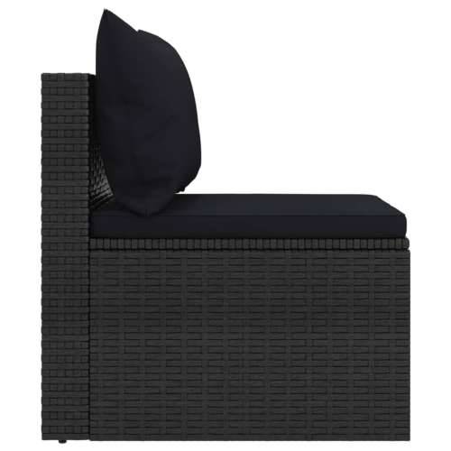 Vrtna garnitura - 4-dijelni set vrtnih sofa od poliratana s jastucima crni - Crna 4 Cijena