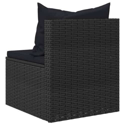 Vrtna garnitura - 4-dijelni set vrtnih sofa od poliratana s jastucima crni - Crna 4 Cijena