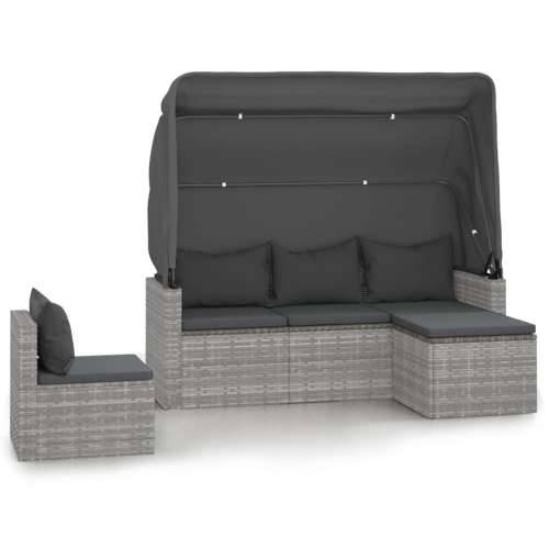 Vrtna garnitura - 4-dijelni set vrtnih sofa od poliratana s jastucima sivi - Siva 4 Cijena