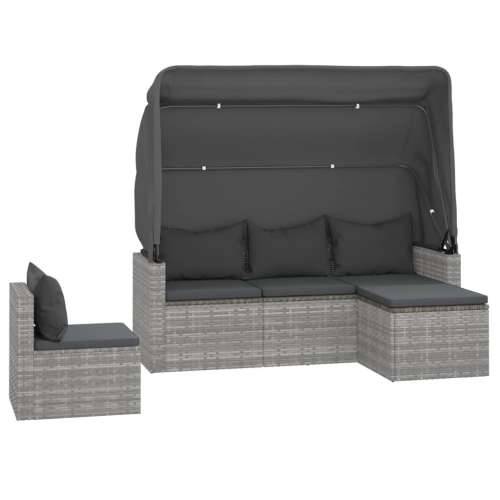 Vrtna garnitura - 4-dijelni set vrtnih sofa od poliratana s jastucima sivi - Siva 4 Cijena