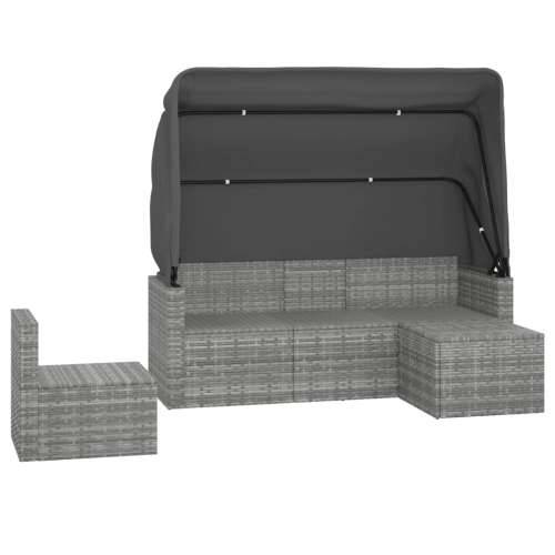 Vrtna garnitura - 4-dijelni set vrtnih sofa od poliratana s jastucima sivi - Siva 4 Cijena