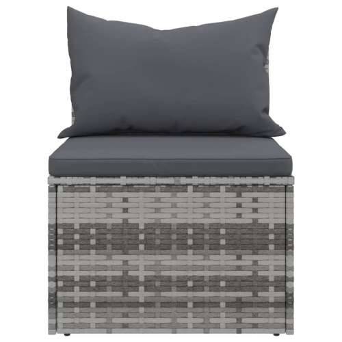 Vrtna garnitura - 4-dijelni set vrtnih sofa od poliratana s jastucima sivi - Siva 4 Cijena