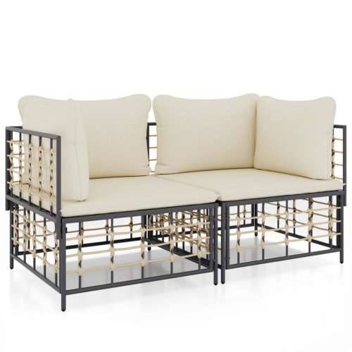Modularne kutne sofe s jastucima 2 kom od poliratana - 1 Bež Kutna sofa (2 kom) Cijena