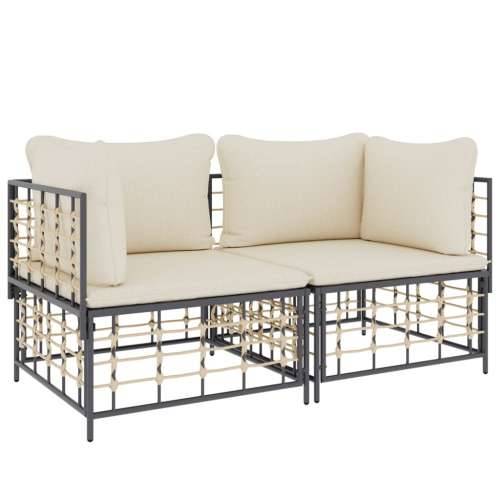 Modularne kutne sofe s jastucima 2 kom od poliratana - 1 Bež Kutna sofa (2 kom) Cijena